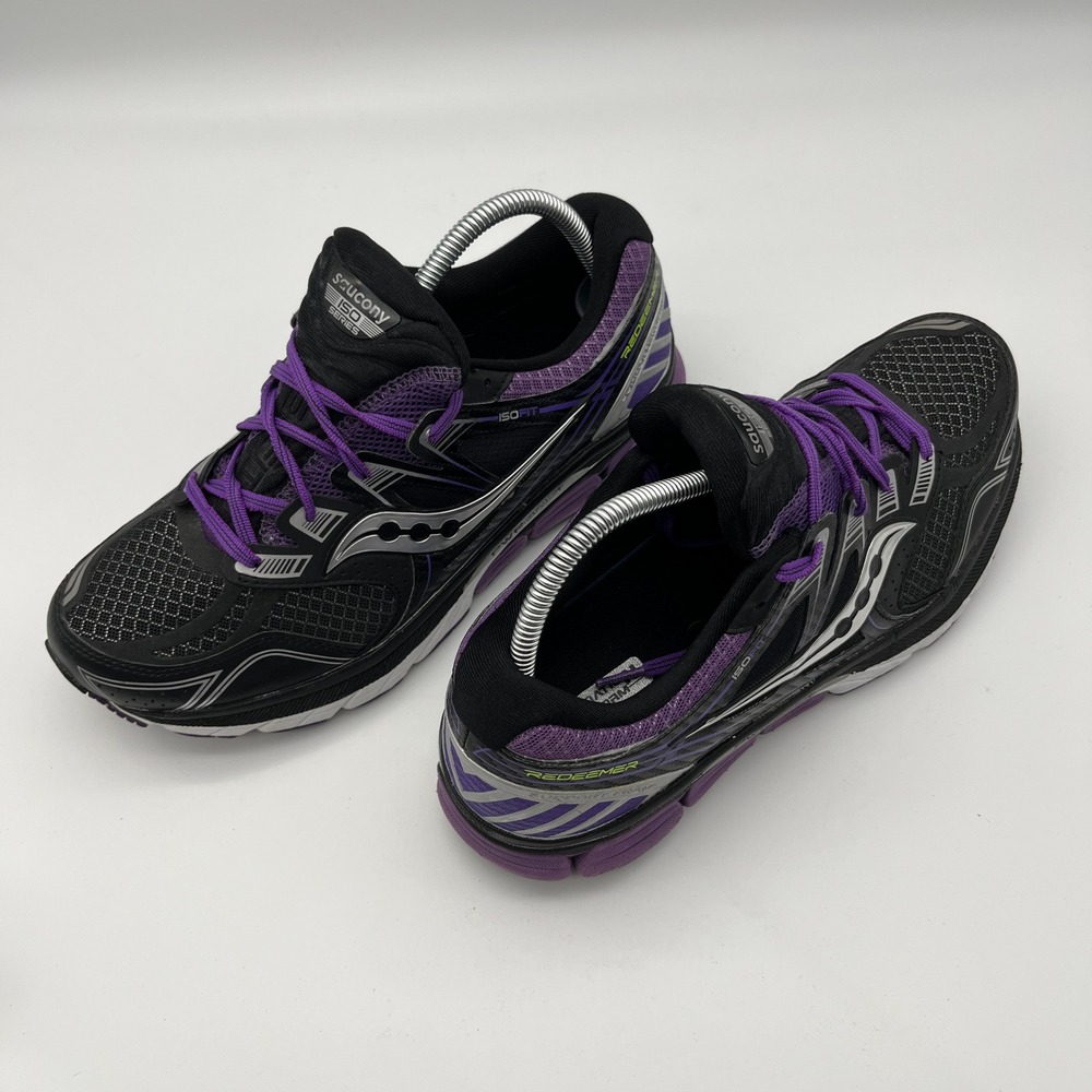 Saucony Redeemer ISO Series Women Running Shoes Black Purple Silver S10279-2 11W